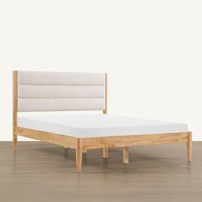 Solace Full Solid Wood Boucle Upholstered Bed