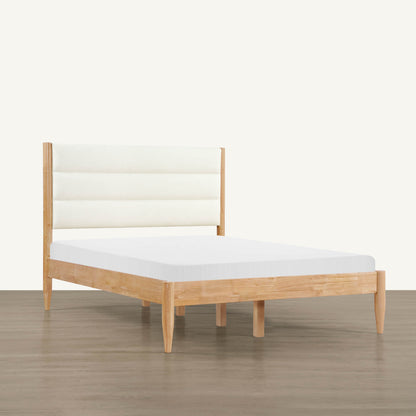 Solace Full Solid Wood Boucle Upholstered Bed