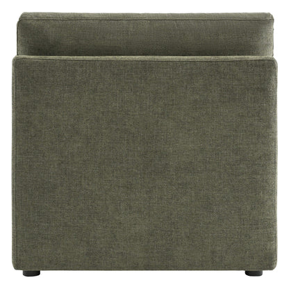 Back view of Delaney modular armless chair in soft green fabric - CHITA Living