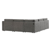Back view of Delaney 5-Piece Corner Modular Sofa Chaise in a stylish gray fabric - CHITA Living