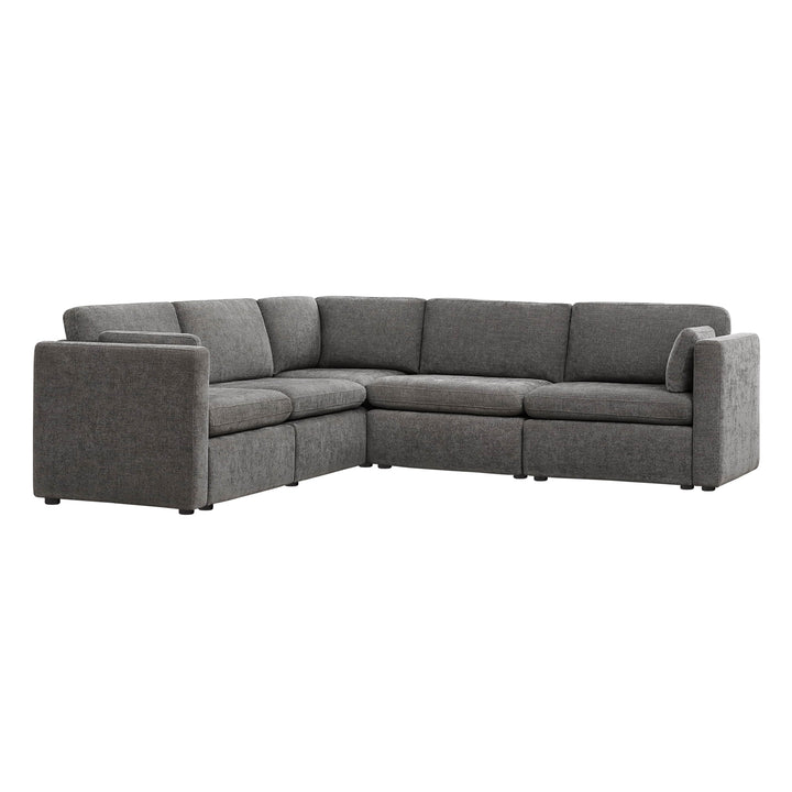 Delaney 5-Piece Corner Modular Sofa Chaise in stylish gray fabric in modern living room - CHITA Living