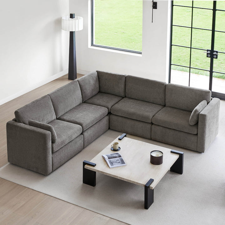 Delaney 5-Piece Modular Sofa Chaise in a bright, stylish living room with modern decor - CHITA Living