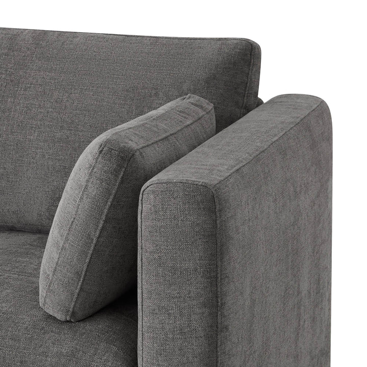Close-up of Delaney 5-Piece Corner Modular Sofa Chaise in modern gray fabric - CHITA Living