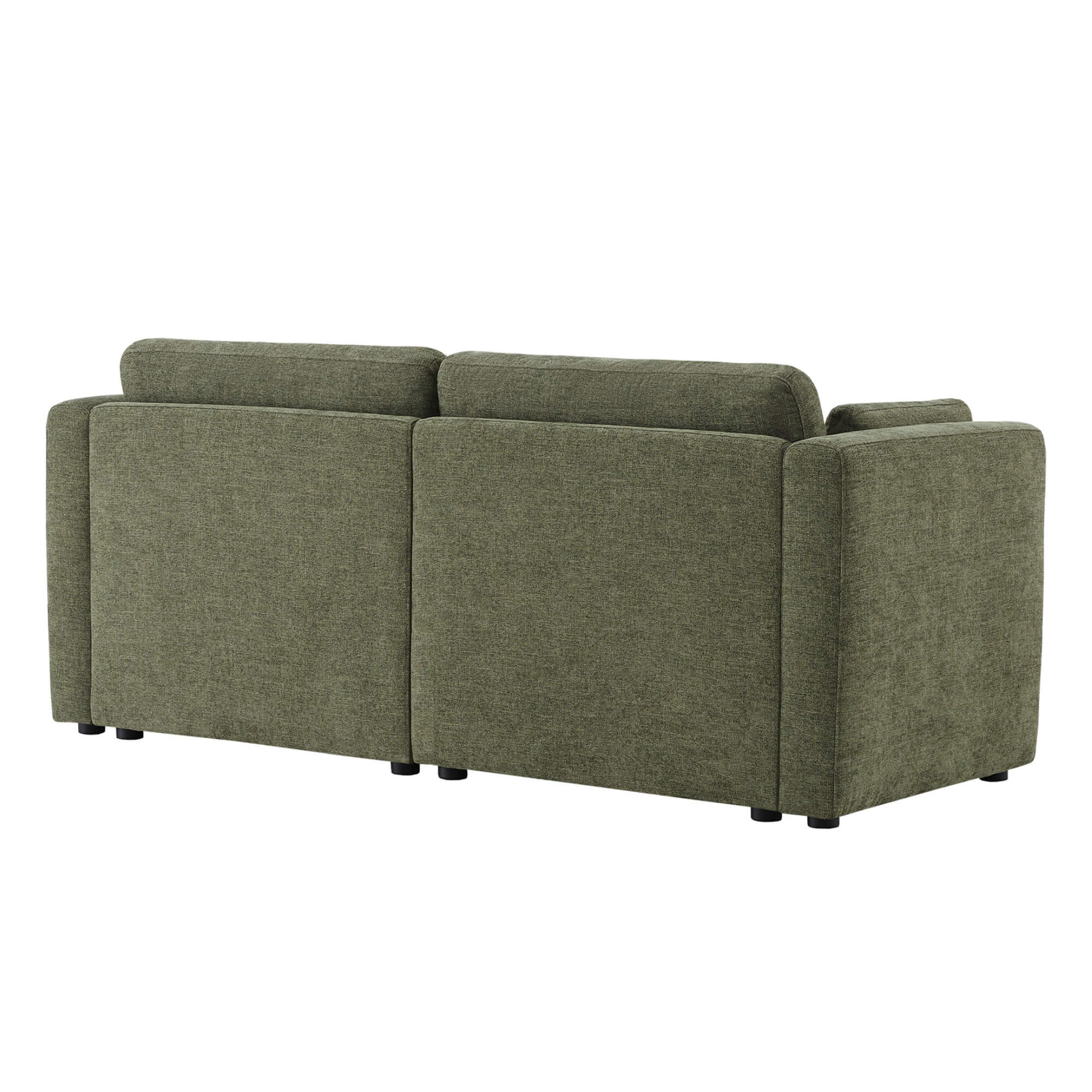 Back view of Delaney 2-Piece Modular Sofa in green fabric, highlighting its clean lines - CHITA Living