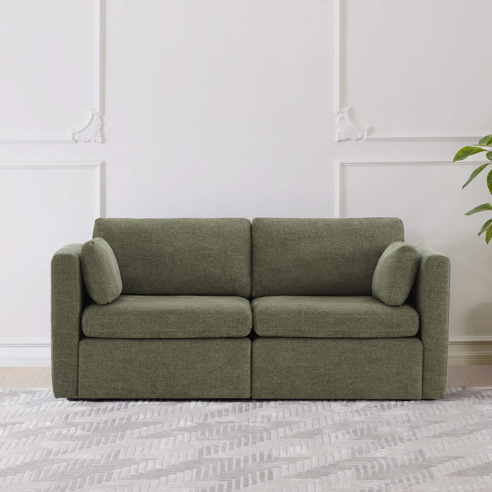 Delaney green modular sofa featuring plush cushions for modern living rooms - CHITA Living