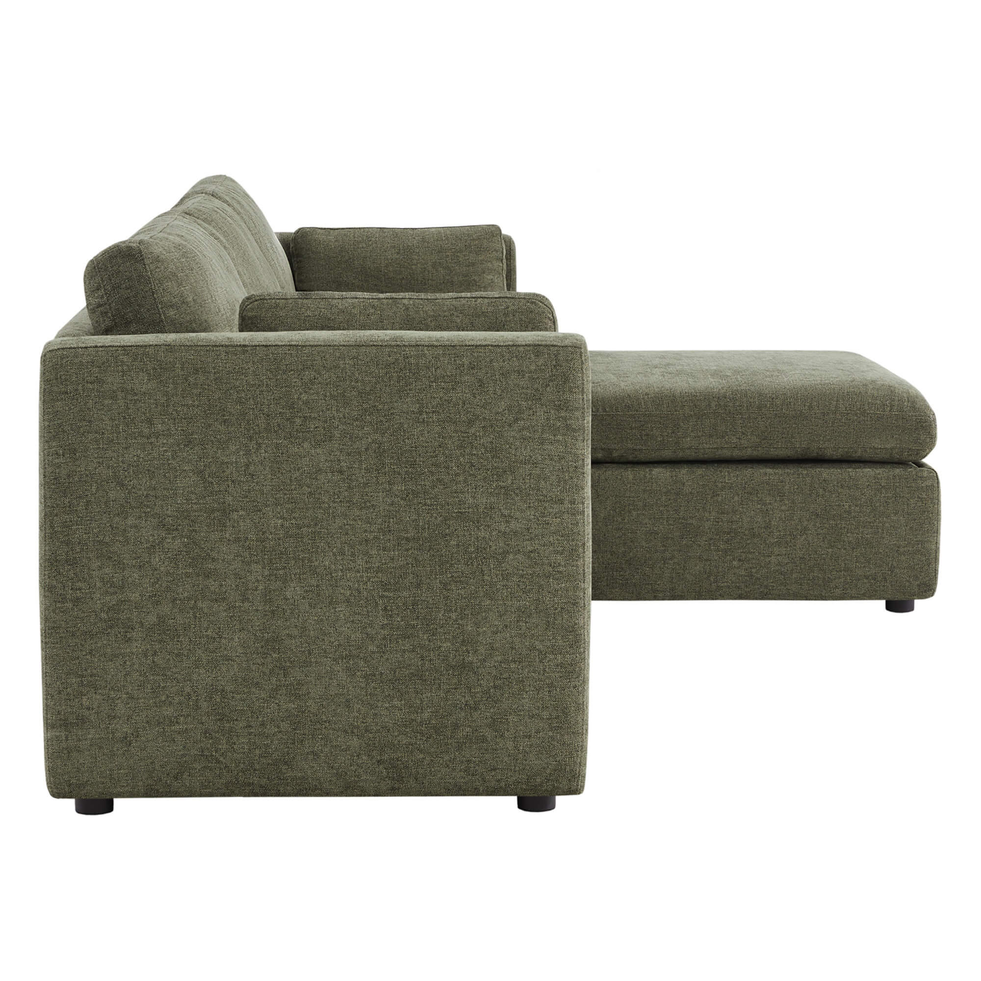 Side view of Delaney green modular sofa chaise with spacious design and modern style - CHITA Living