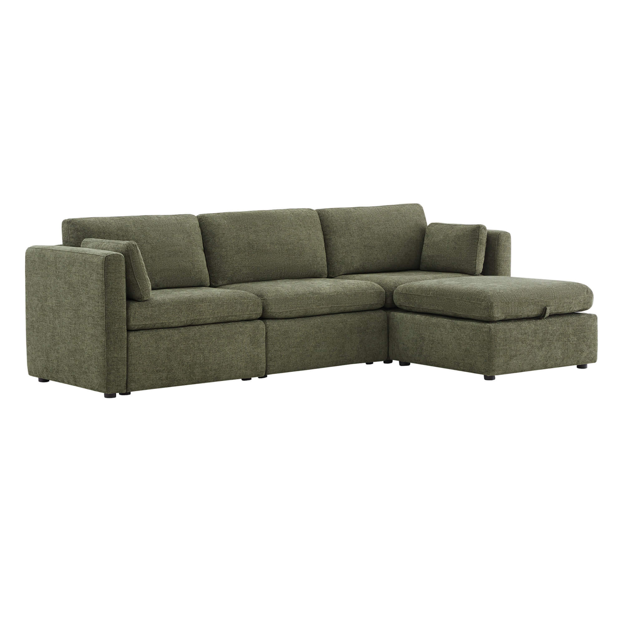 Comfortable Delaney 4-piece modular sofa chaise in rich green hue, perfect for living rooms - CHITA Living