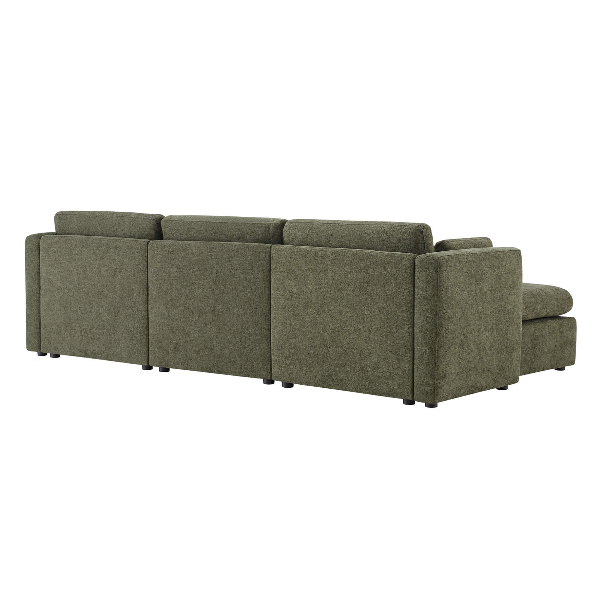 Back view of Delaney modular sofa chaise highlighting its spacious design - CHITA Living