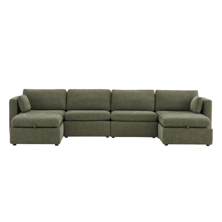 Delaney 6-Piece Modular Sectional sofa in green with spacious, comfortable seating - CHITA Living