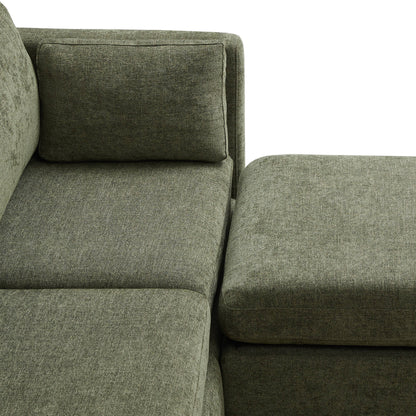 Delaney 2-Piece Modular Sofa in green with cozy, plush back cushions and arm support - CHITA Living