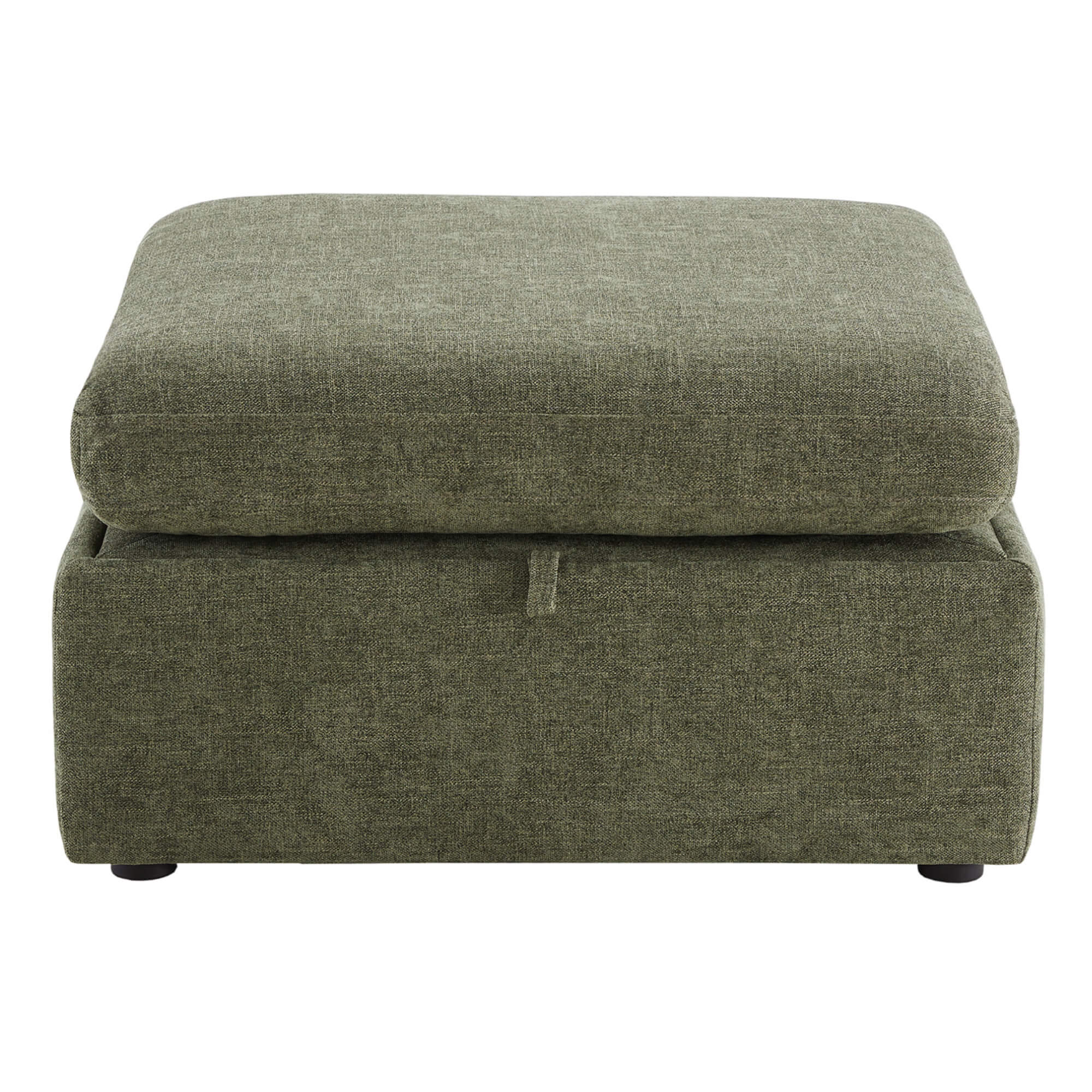 Delaney green ottoman featuring a hinged top and storage space for modern living rooms - CHITA Living