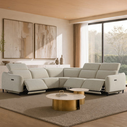 Diya Soft & Breathable 5-Seater Reclining Sofa with Power Headrest