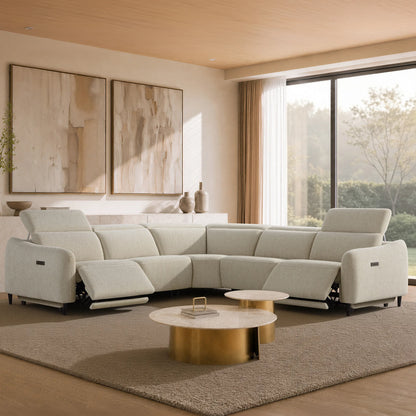 Diya Soft & Breathable 5-Seater Reclining Sofa with Power Headrest