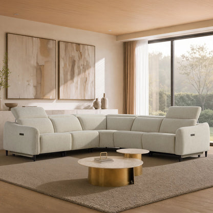 Diya Soft & Breathable 5-Seater Reclining Sofa with Power Headrest