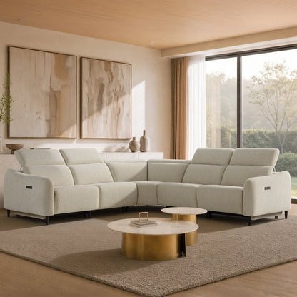 Diya Soft & Breathable 5-Seater Reclining Sofa with Power Headrest