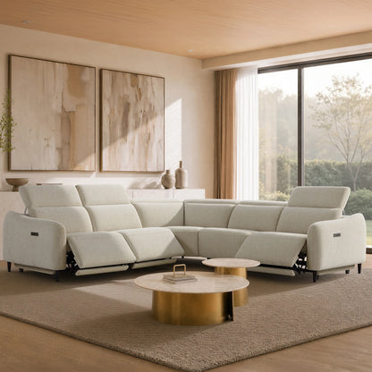 Diya Soft & Breathable 5-Seater Reclining Sofa with Power Headrest