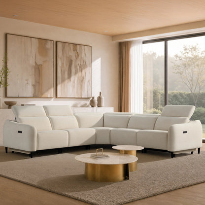 Diya Soft & Breathable 5-Seater Reclining Sofa with Power Headrest