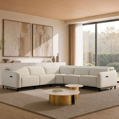 Diya Soft & Breathable 5-Seater Reclining Sofa with Power Headrest