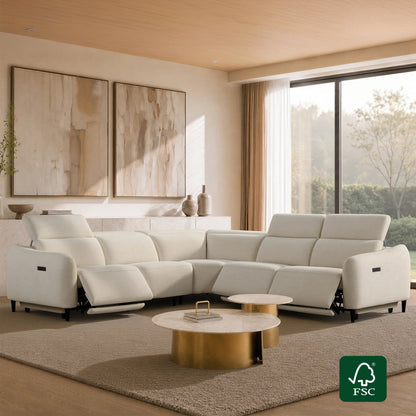 Diya Soft & Breathable 5-Seater Reclining Sofa with Power Headrest