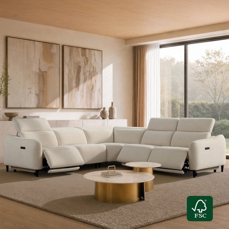 Diya Soft & Breathable 5-Seater Reclining Sofa with Power Headrest