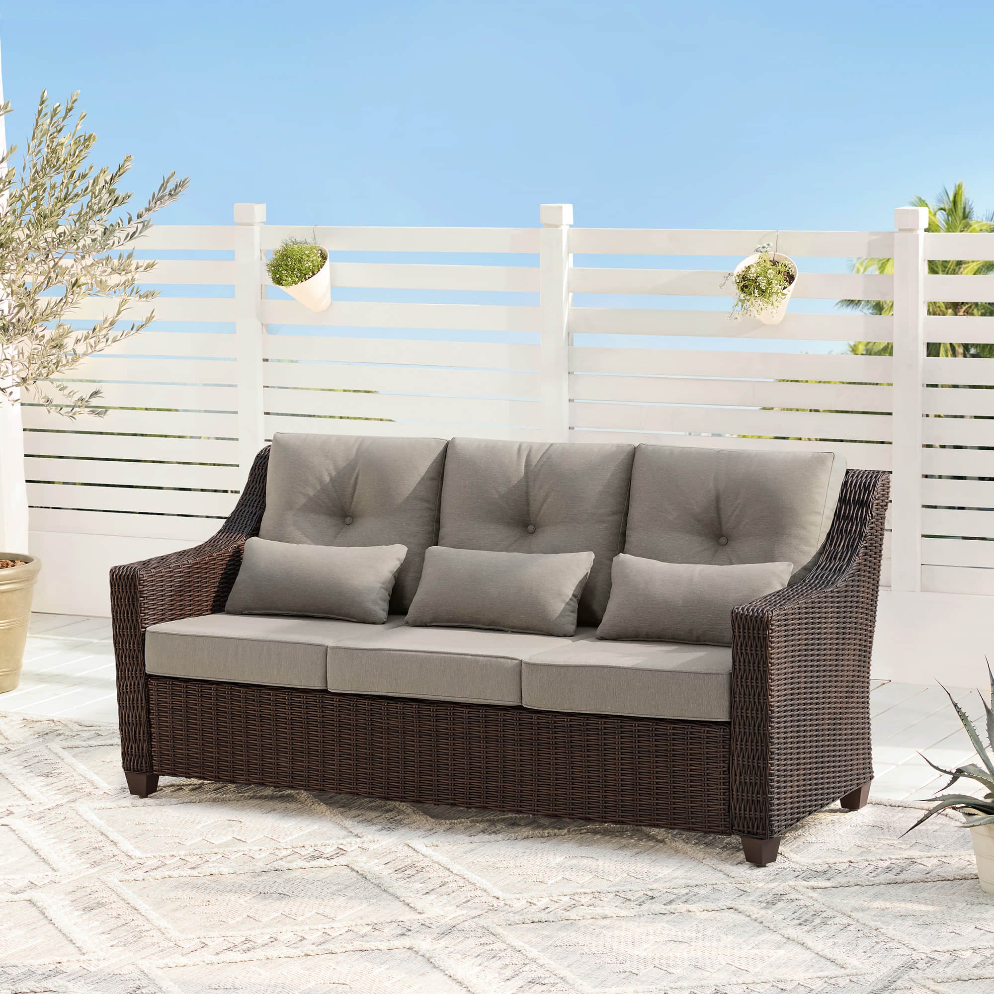 Elara Outdoor Rattan Sofa With Rocking Swivel Armchairs - 5 Seats