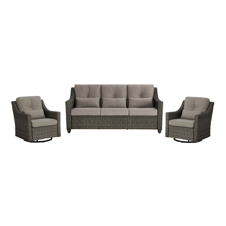 Elara Outdoor Rattan Sofa With Rocking Swivel Armchairs - 5 Seats