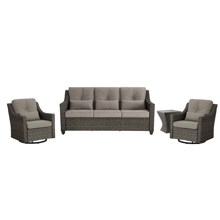 Elara Outdoor Rattan Sofa With Rocking Swivel Armchairs - 5 Seats