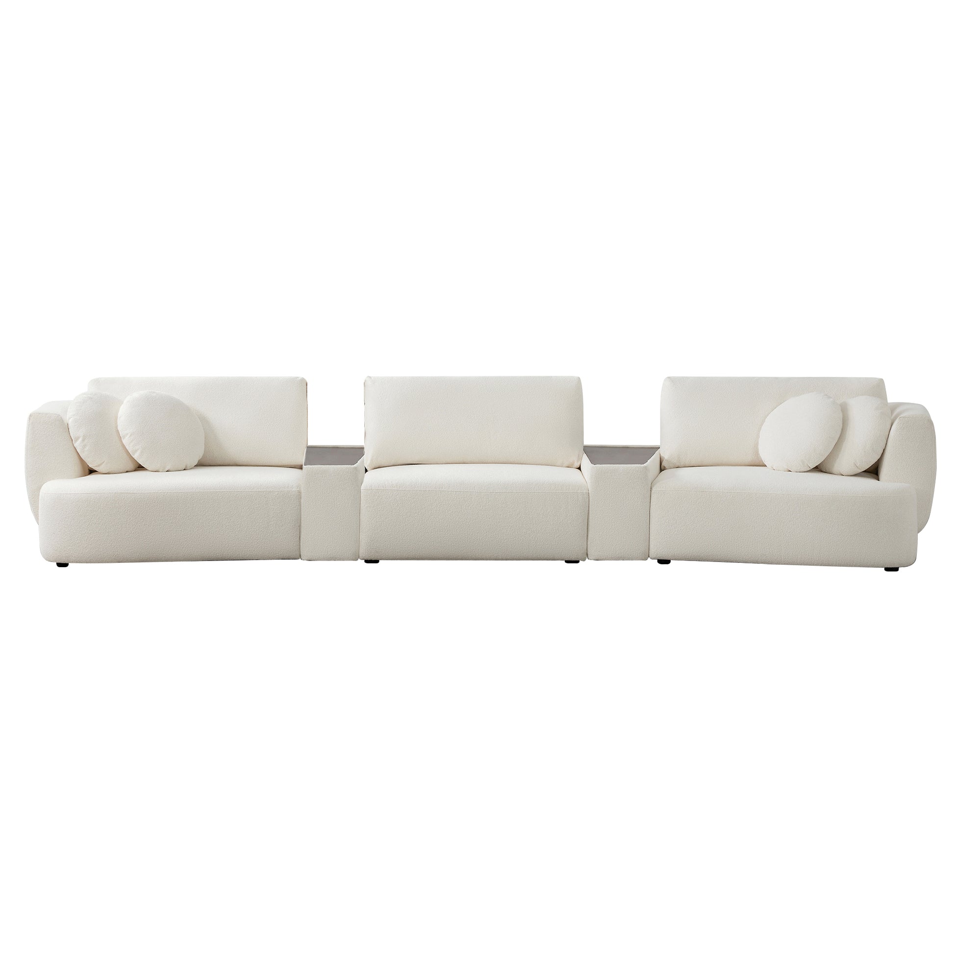 Grace 3-Seat Modular Curved Sofa in light boucle with rounded cushions in modern living room - CHITA Living