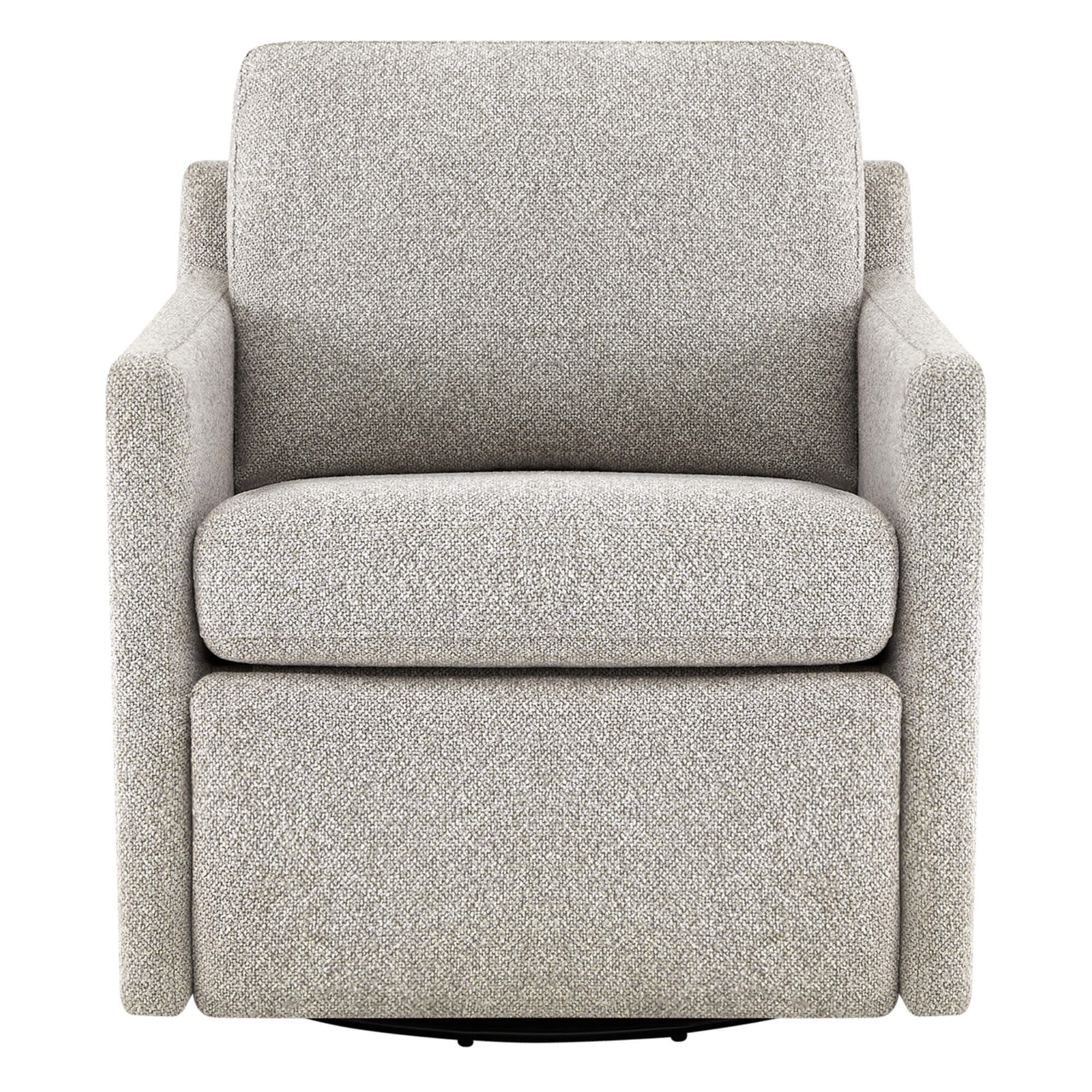 Henry Power Swivel Recliner chair in light gray fabric, front view.