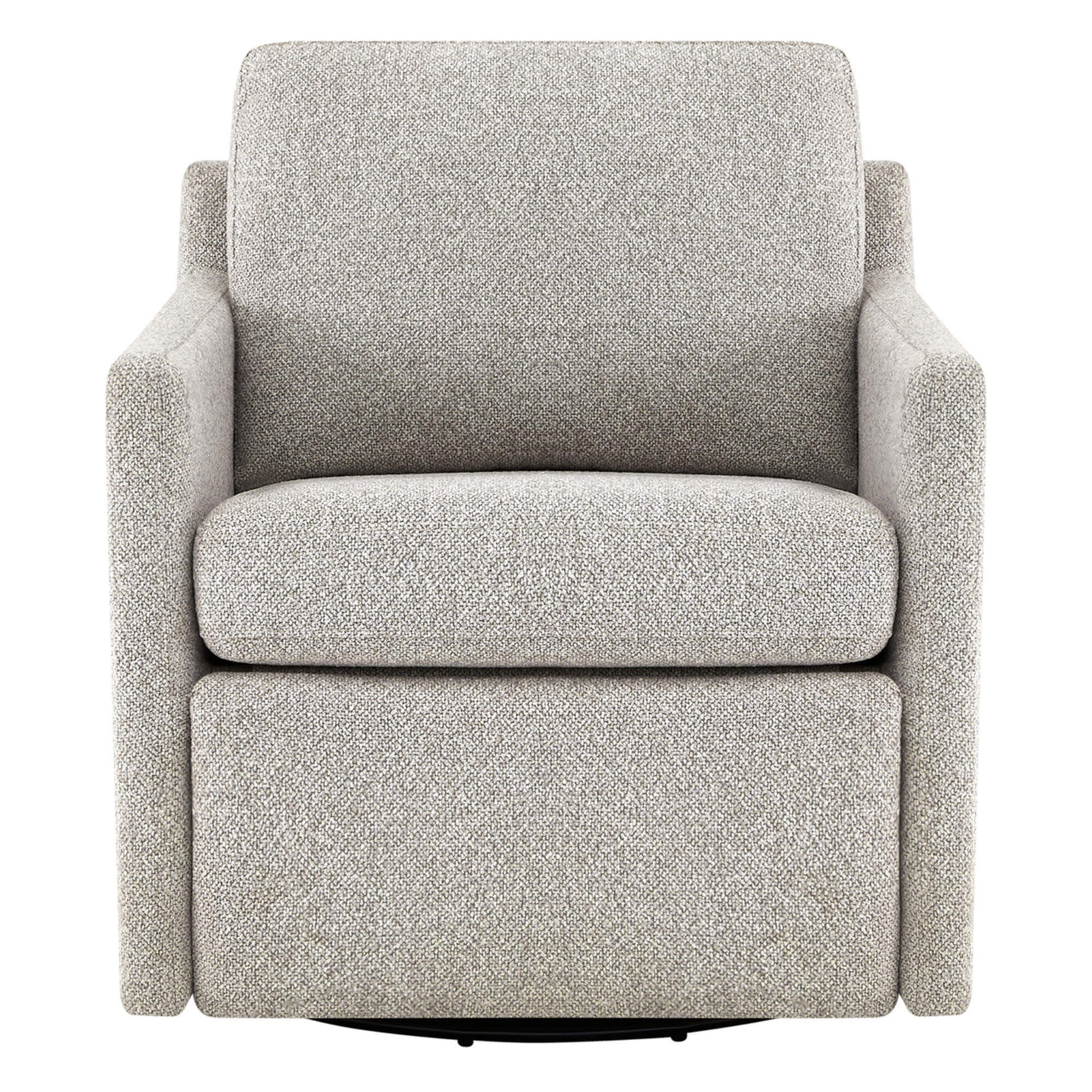 Henry Power Swivel Recliner chair in light gray fabric, front view.