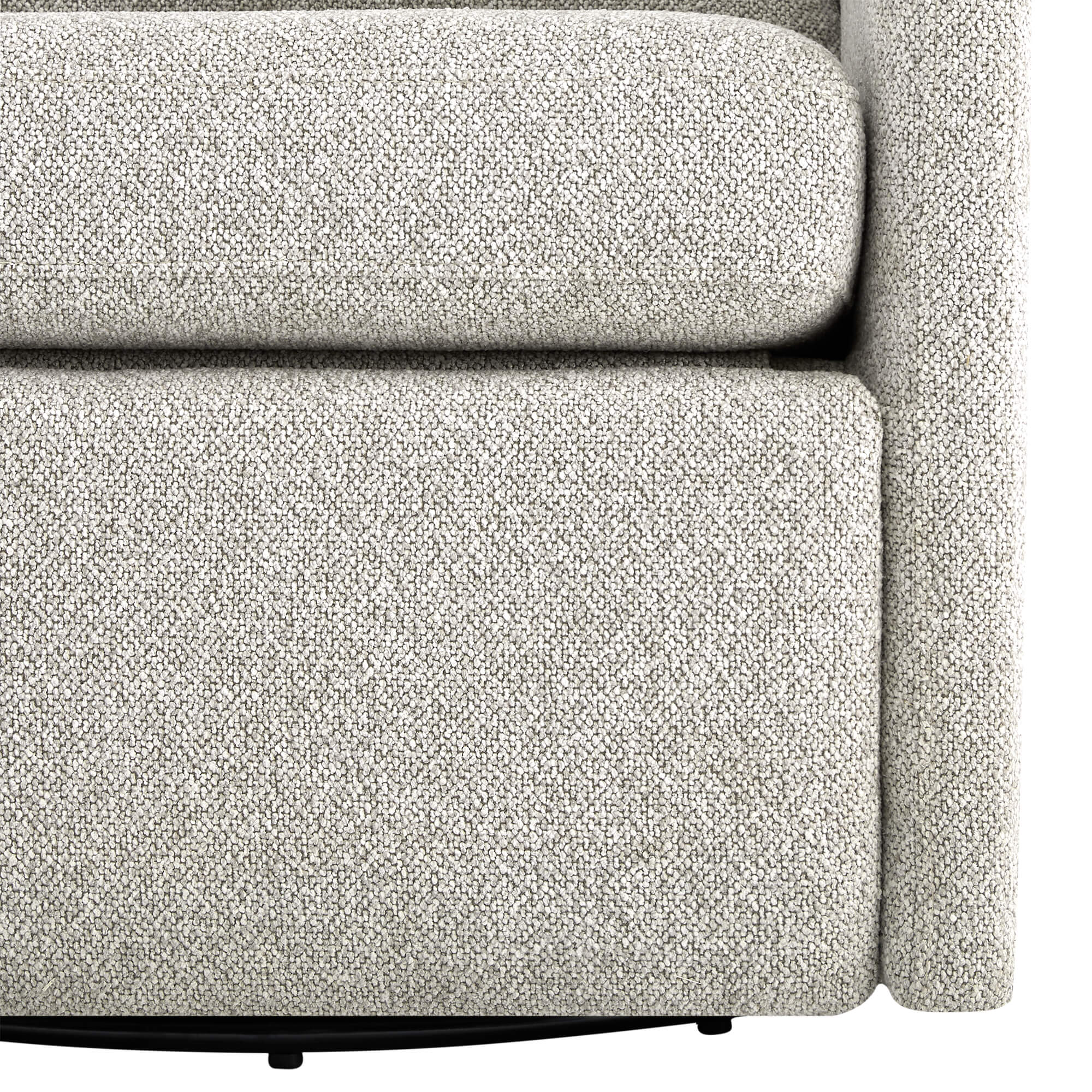 Henry Power Swivel Recliner in light gray fabric, close-up view.