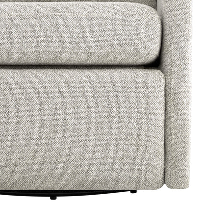 Henry Power Swivel Recliner in light gray fabric, close-up view.