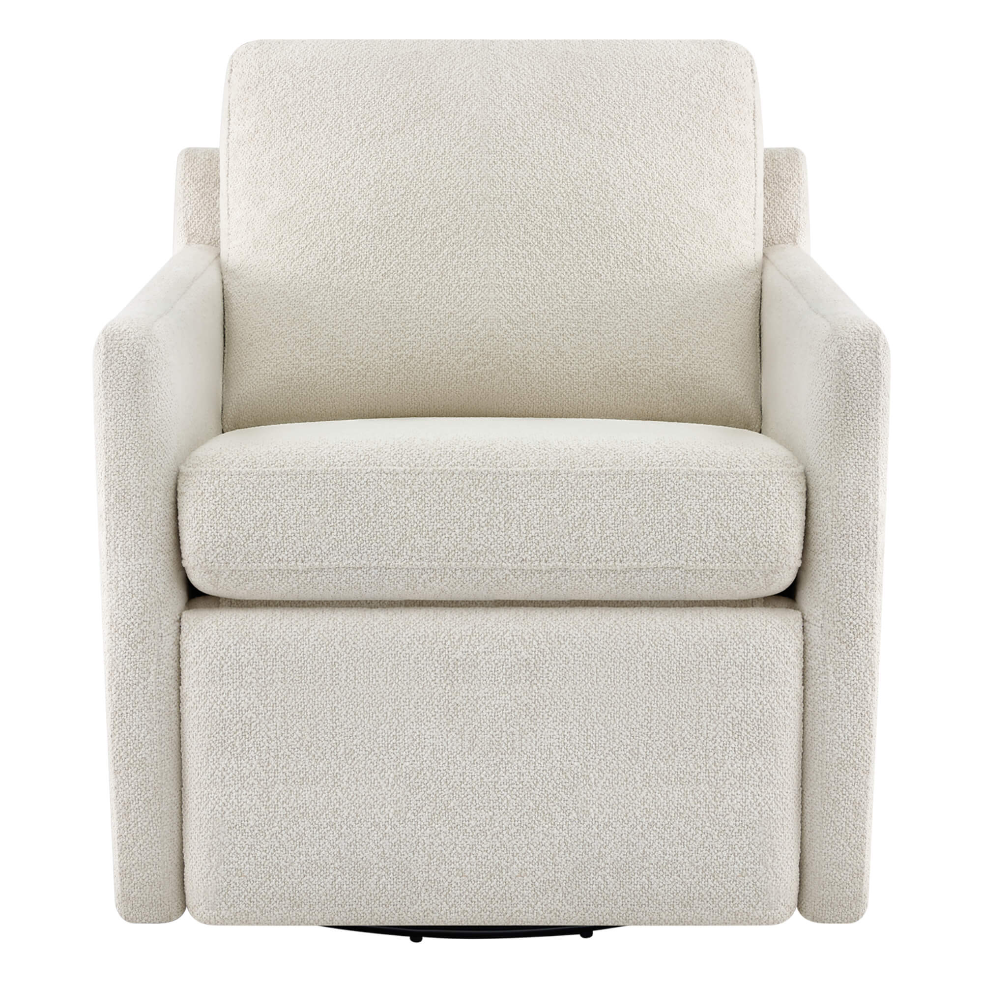 Henry Power Swivel Recliner in light beige fabric, front view.