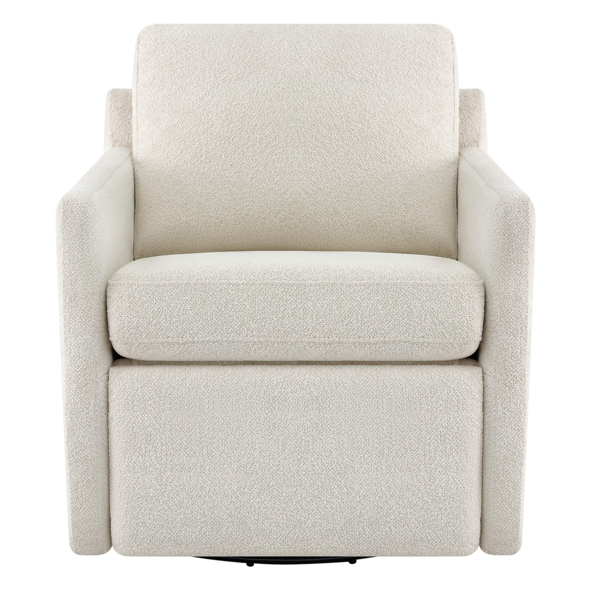 Henry Power Swivel Recliner in light beige fabric, front view.