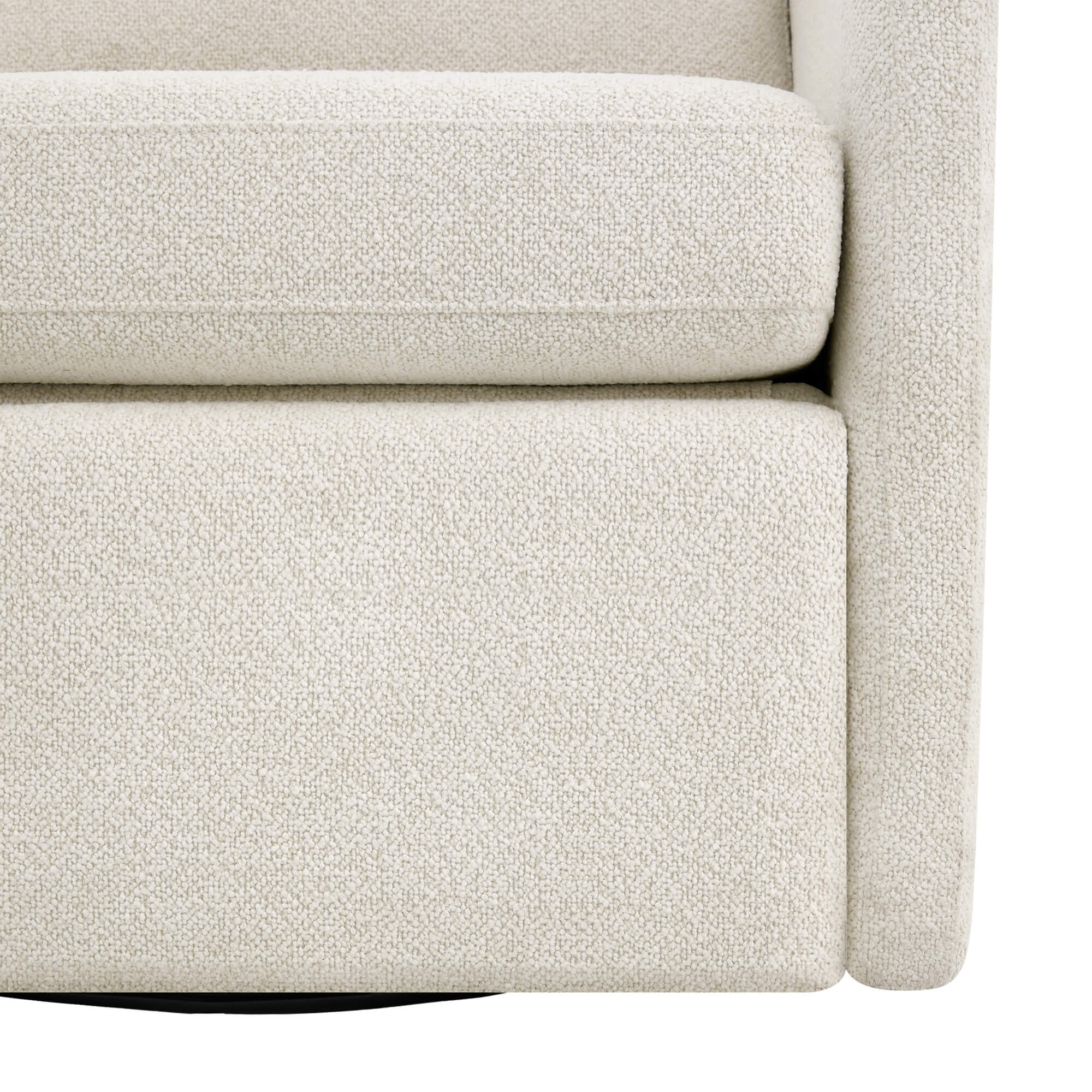 Henry Power Swivel Recliner in light beige fabric, close-up view of seat cushion.