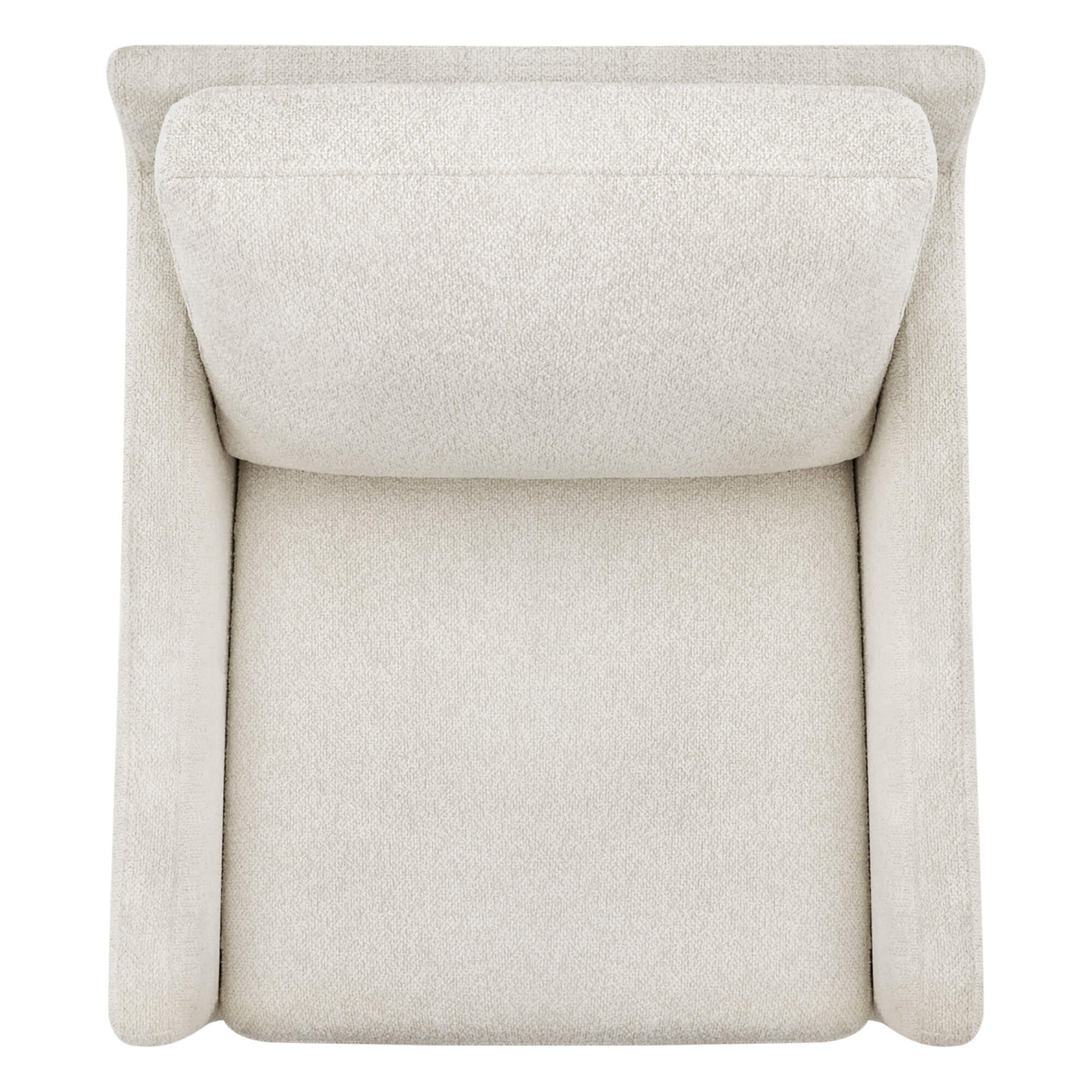Henry Power Swivel Recliner in light beige fabric, top view.