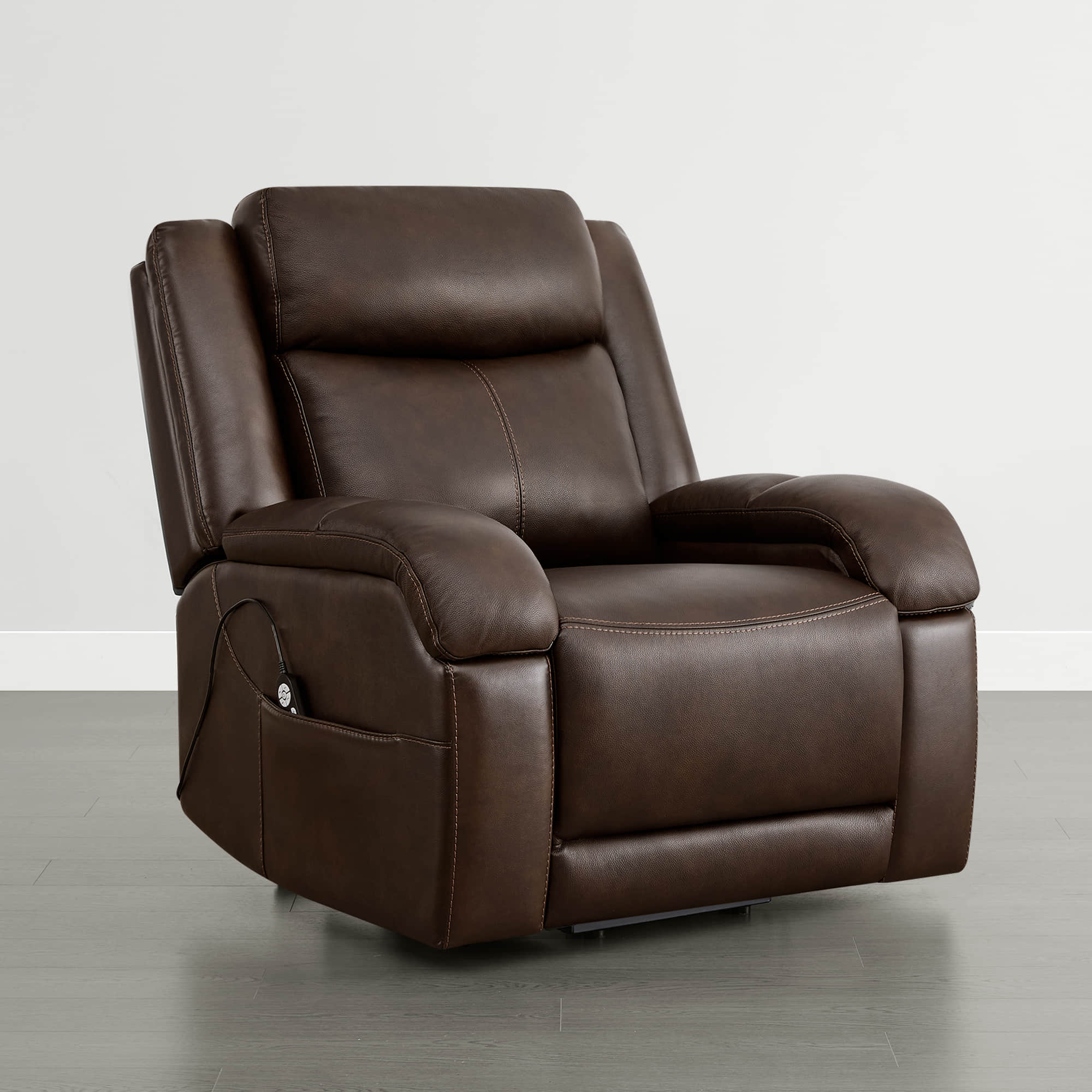 Isaac Genuine Leather Power Lift Recliner with Massage & Heat