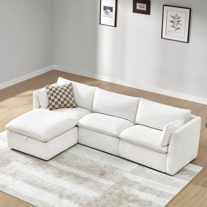 Sophia 4-piece modular sofa in white with checkerboard pillow in bright living room - CHITA Living