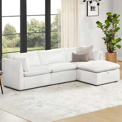 Sophia 4-piece modular sofa in white with soft pillows in stylish modern living room - CHITA Living