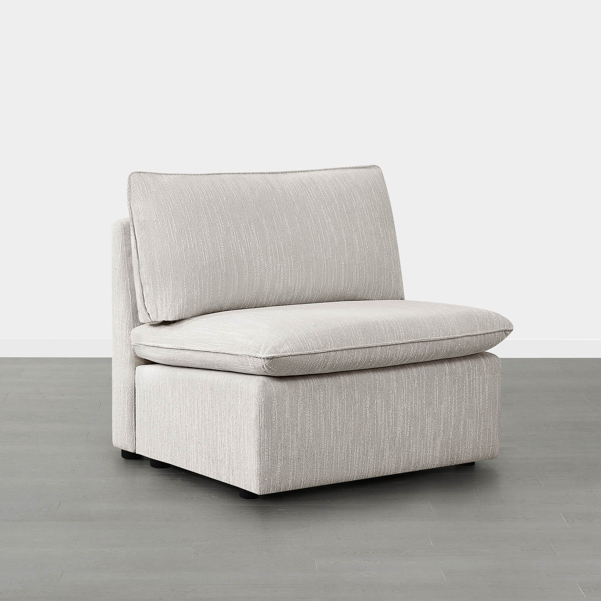 Sophia modular armless chair in soft beige fabric with comfortable plush cushion - CHITA Living