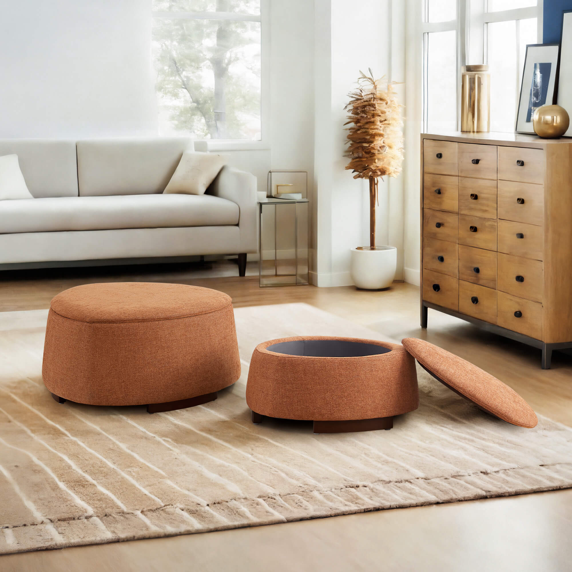 Twin Stone-shaped Ottoman | Stylish Storage Solution – CHITA LIVING