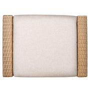 Calum Rattan outdoor ottoman with cream cushion and textured rattan armrests - CHITA Living