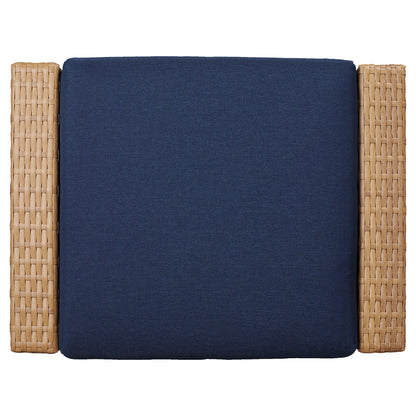 Navy cushion with rattan armrests from Calum Rattan outdoor patio set - CHITA Living