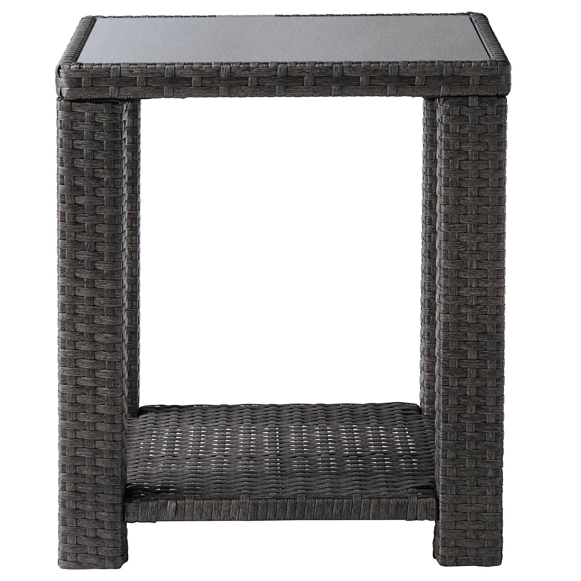 Calum Rattan Outdoor Side Table with glass top for modern patio decor - CHITA Living