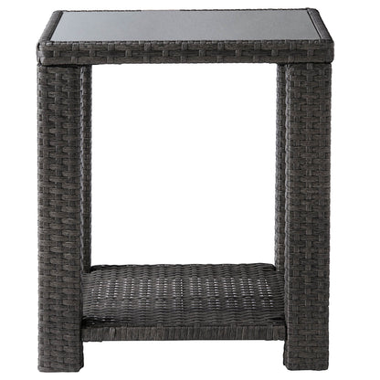 Calum Rattan Outdoor Side Table with glass top for modern patio decor - CHITA Living