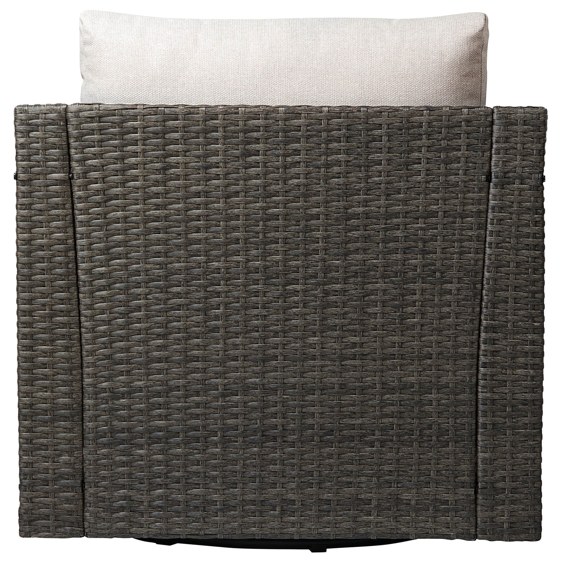 Calum Rattan outdoor chair with plush beige cushion, showcasing stylish modern design - CHITA Living