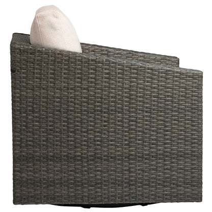 Calum Rattan outdoor chair with cream cushion highlighting textured weave and modern design - CHITA Living