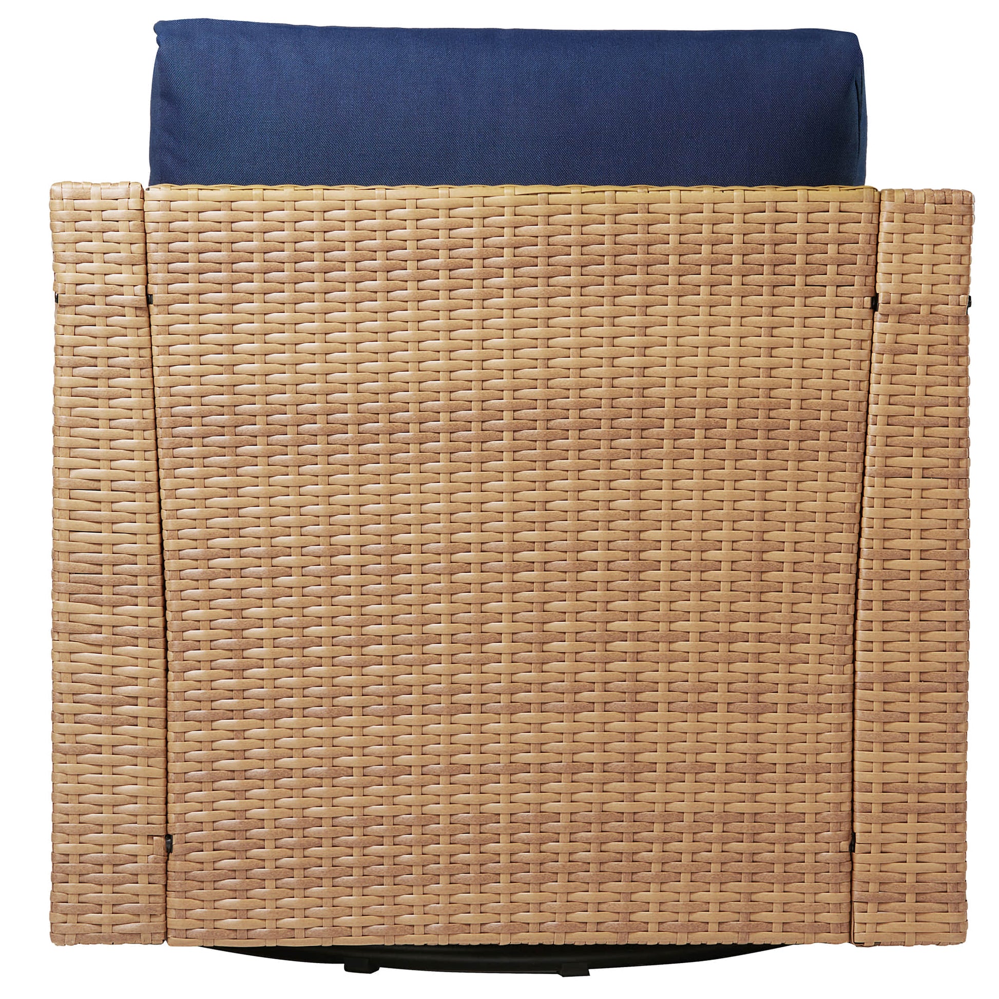 Top view of Calum Rattan Bistro Set with navy cushion, perfect for stylish outdoor lounging - CHITA Living
