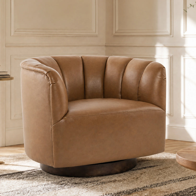 Retta Channel Barrel Swivel  Accent Chair