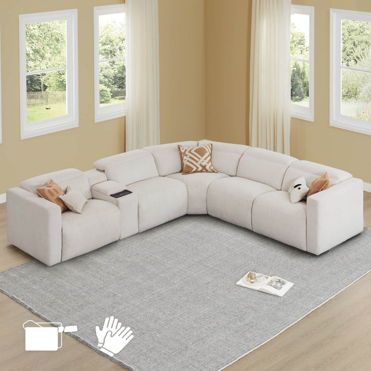 Oliver 5-Seat Wall-hugger Reclining Sectional Sofa with Power Headrest